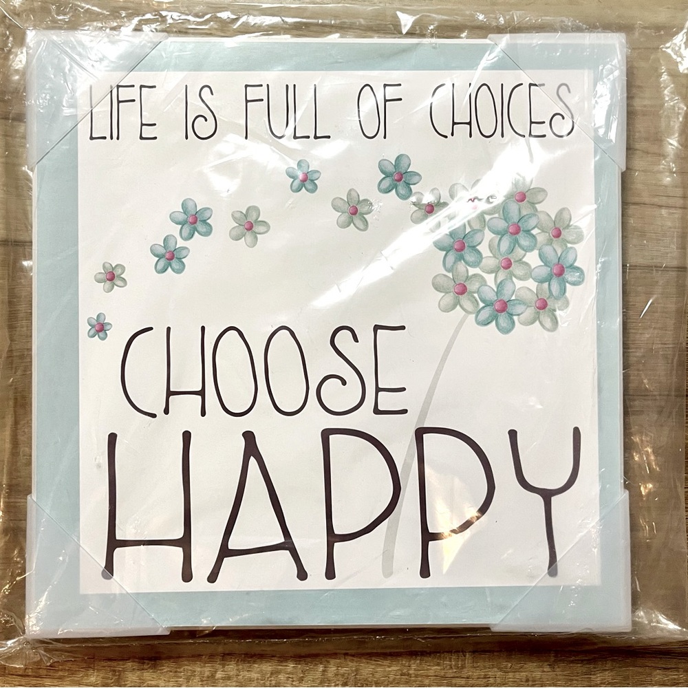STUPELL Choose Happy Art deco wall decor 11.5” X 11.5” made in the USA NIB